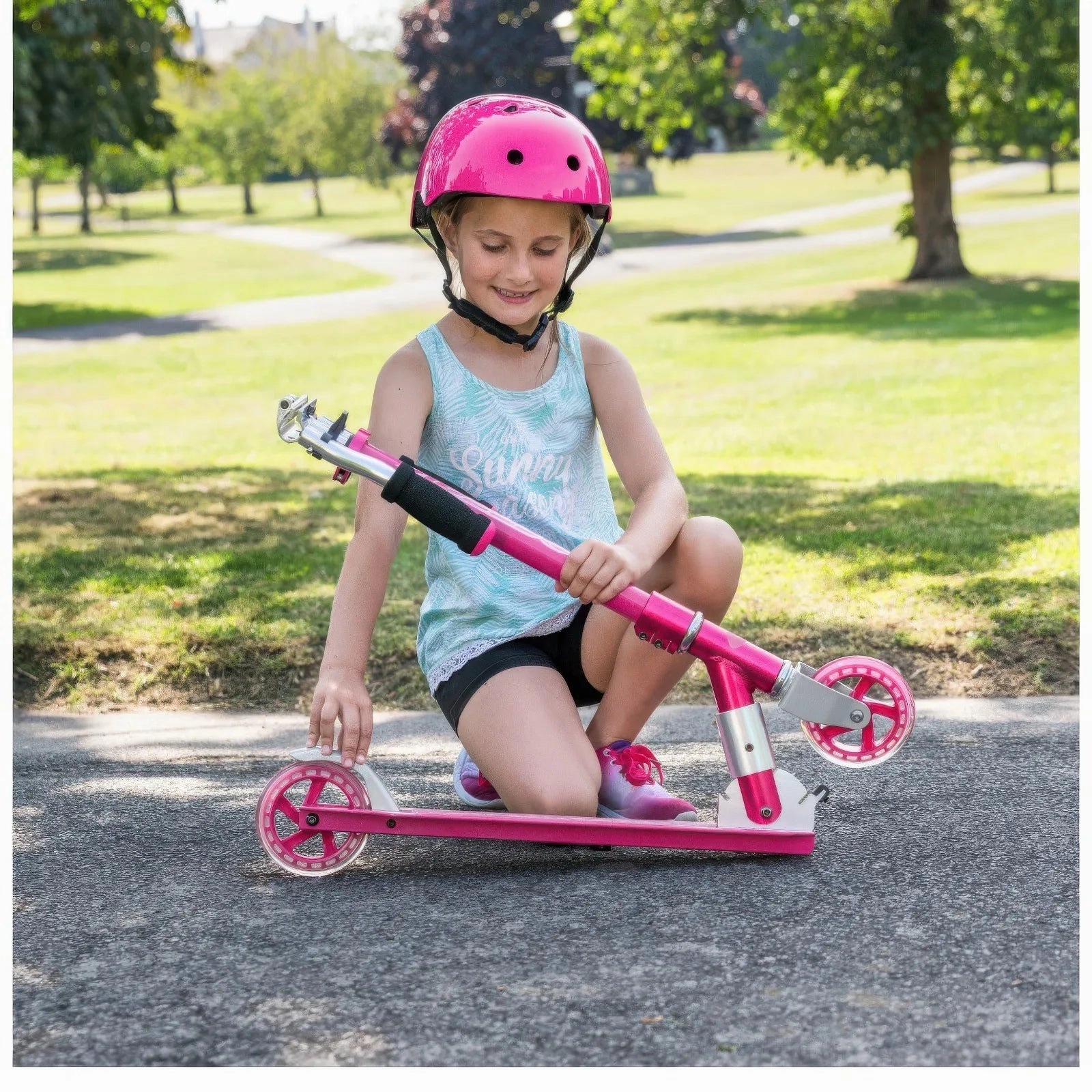Osprey Buzz Kids Folding Scooter - Pink
