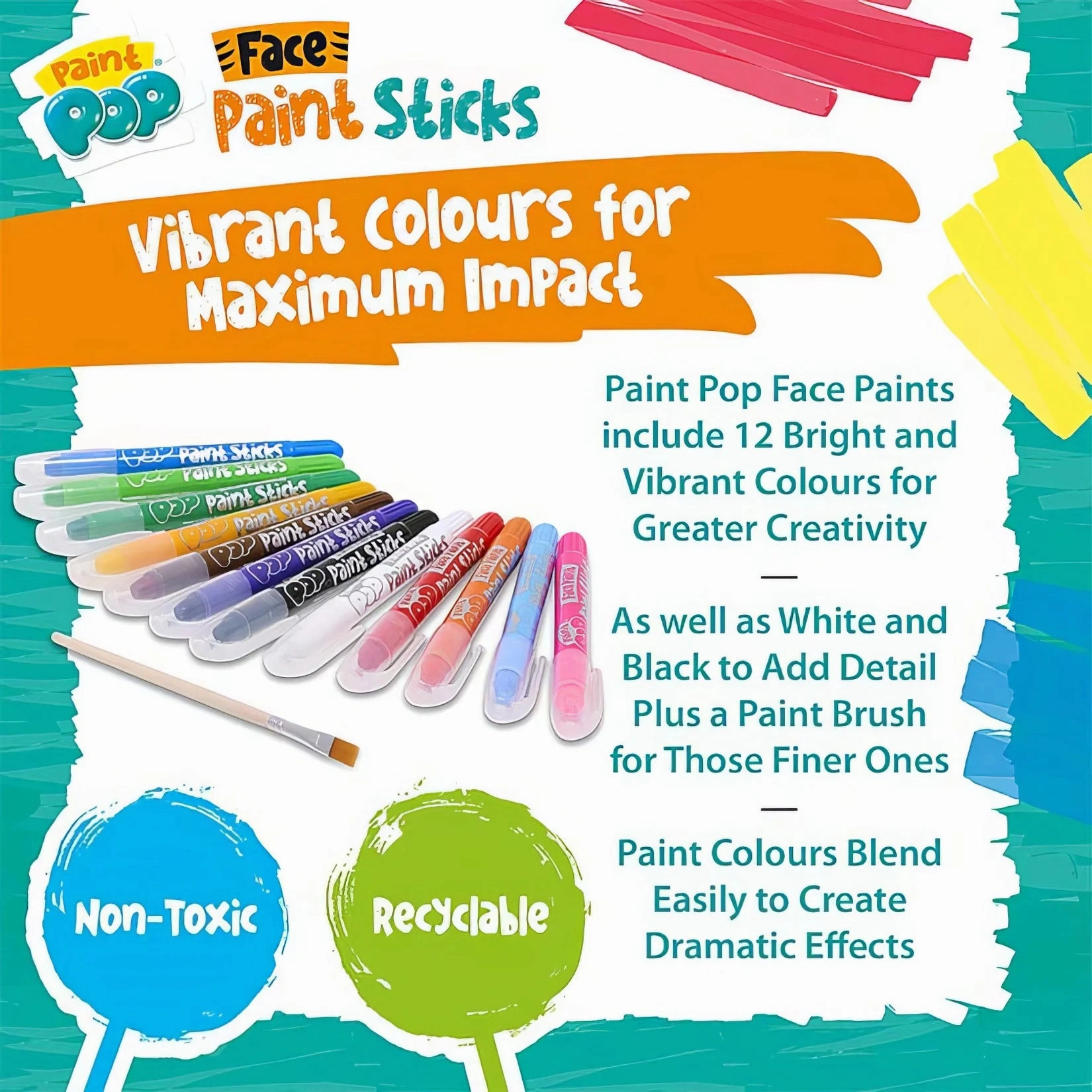 Paint Pop Face Paint Sticks 12 Pack
