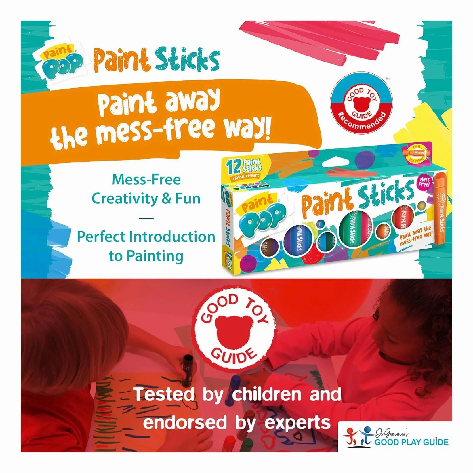 Paint Pop Paint Sticks For Kids - 12 Pack