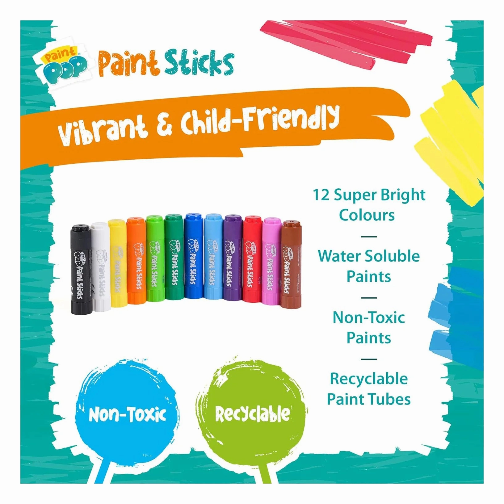 Paint Pop Paint Sticks For Kids - 12 Pack