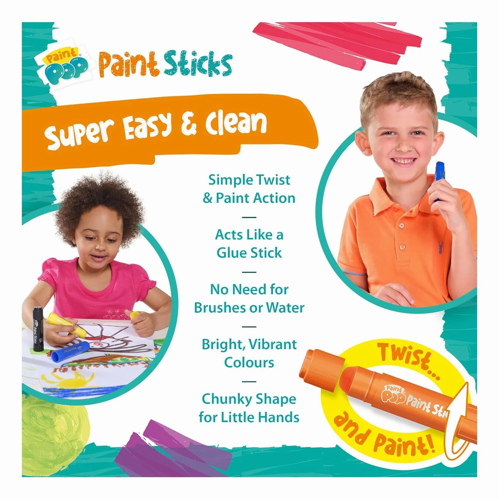 Paint Pop Paint Sticks For Kids - 12 Pack
