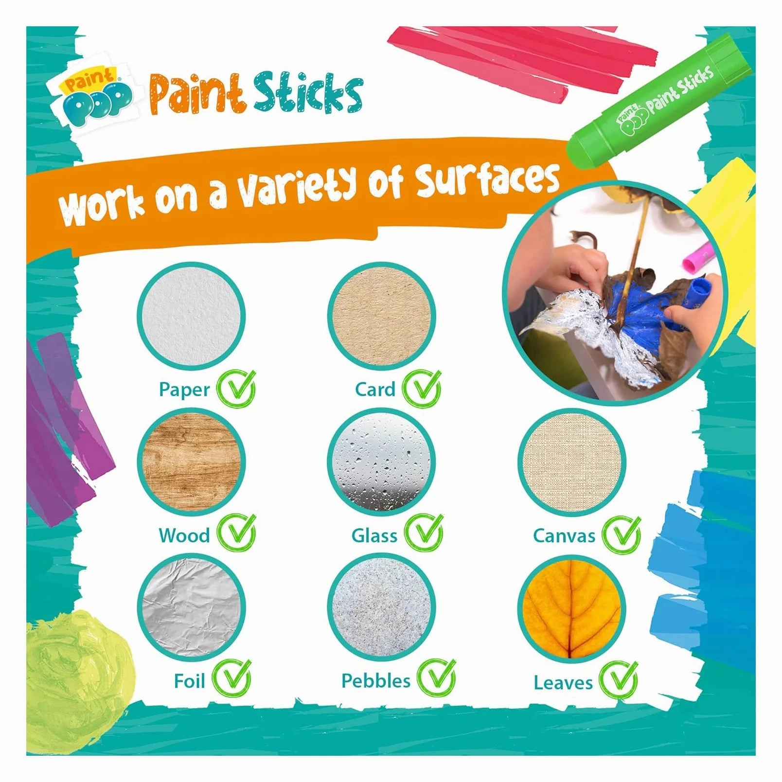 Paint Pop Paint Sticks For Kids - 20 Pack Tubb