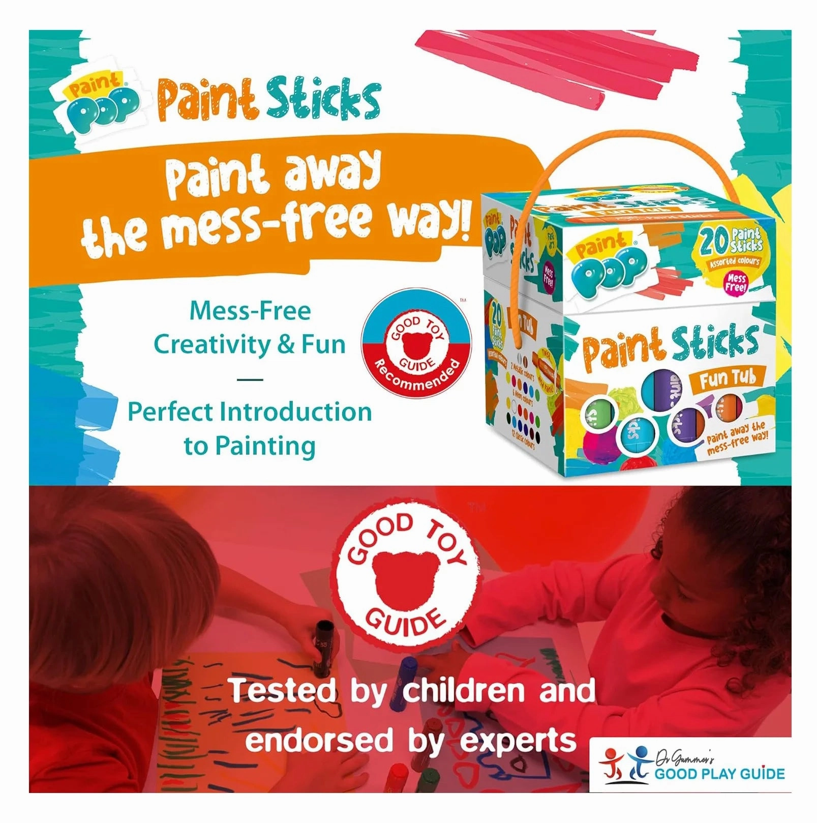 Paint Pop Paint Sticks For Kids - 20 Pack Tubb