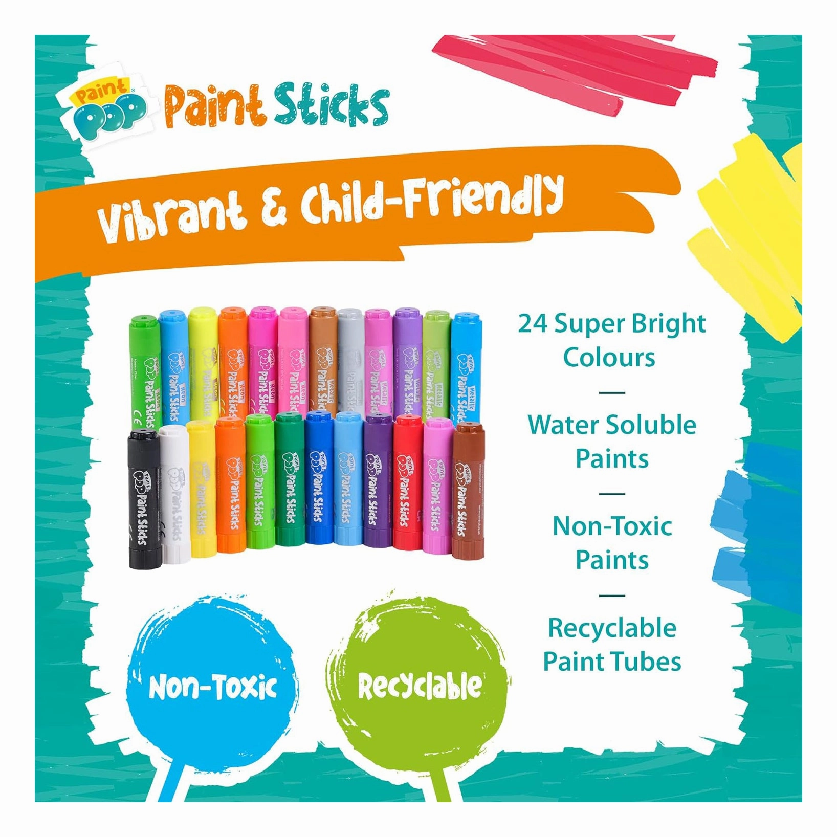 Paint Pop Paint Sticks For Kids - 24 Pack