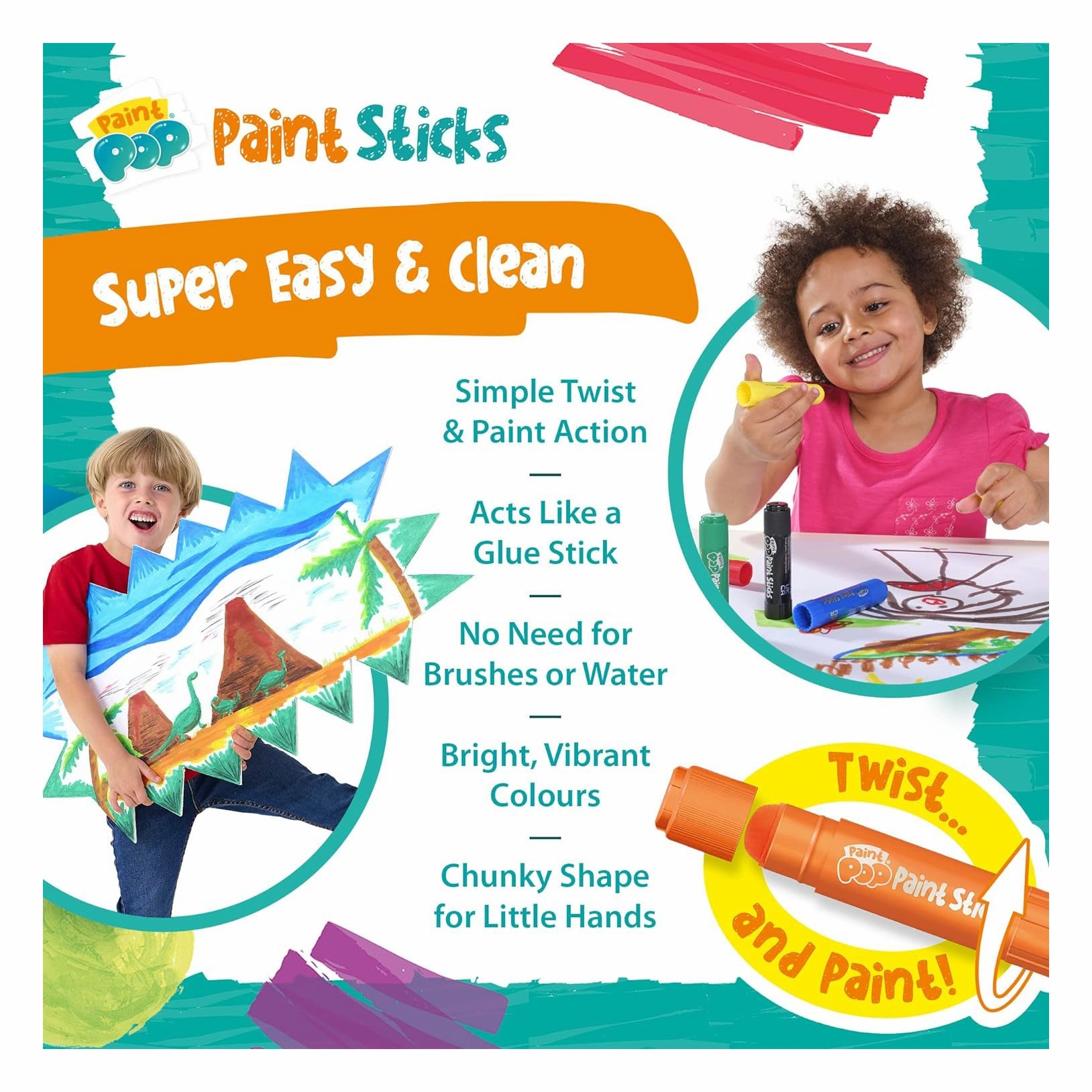 Paint Pop Paint Sticks For Kids - 24 Pack
