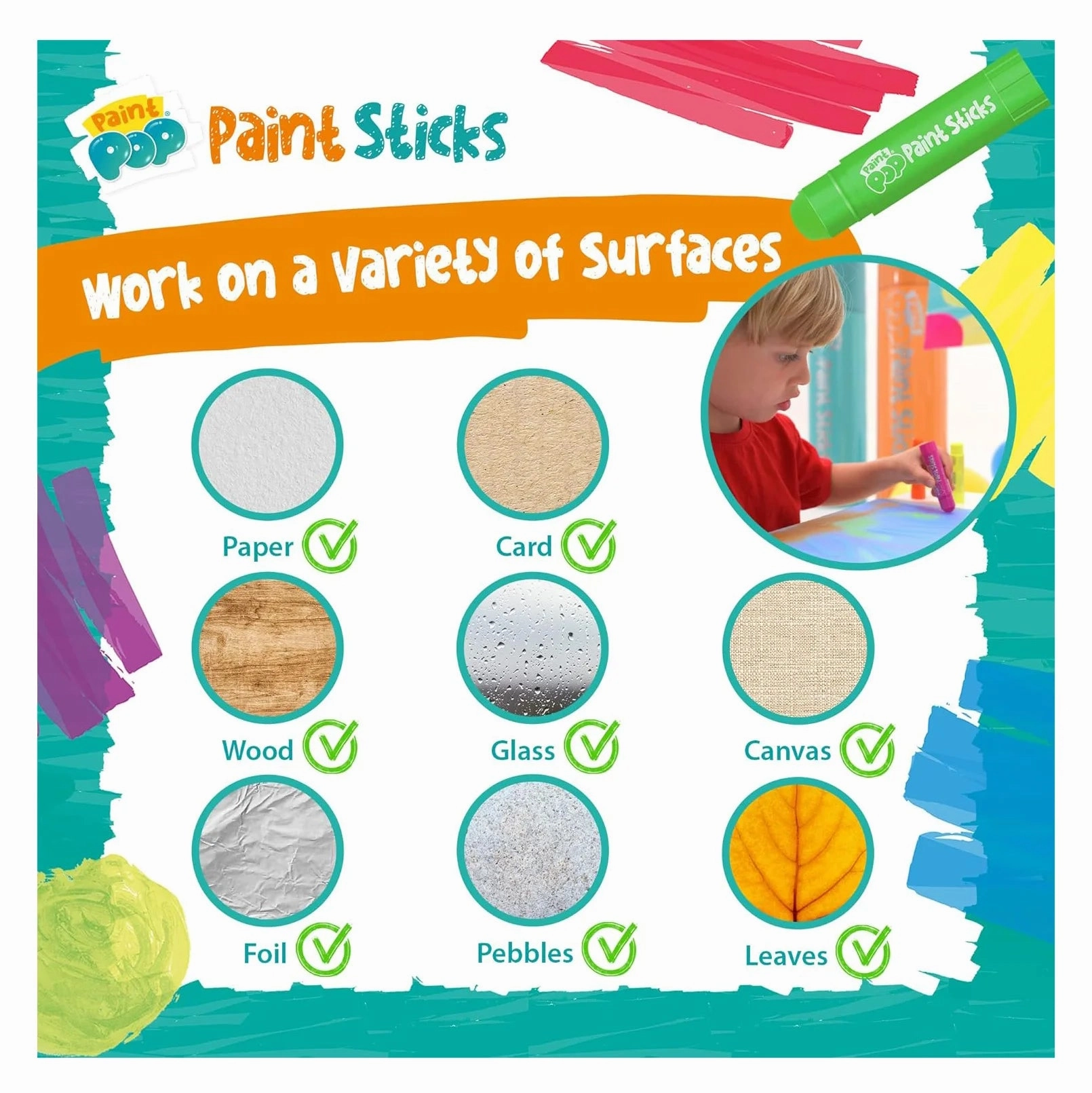 Paint Pop Paint Sticks For Kids - 30 Pack Giant Tube