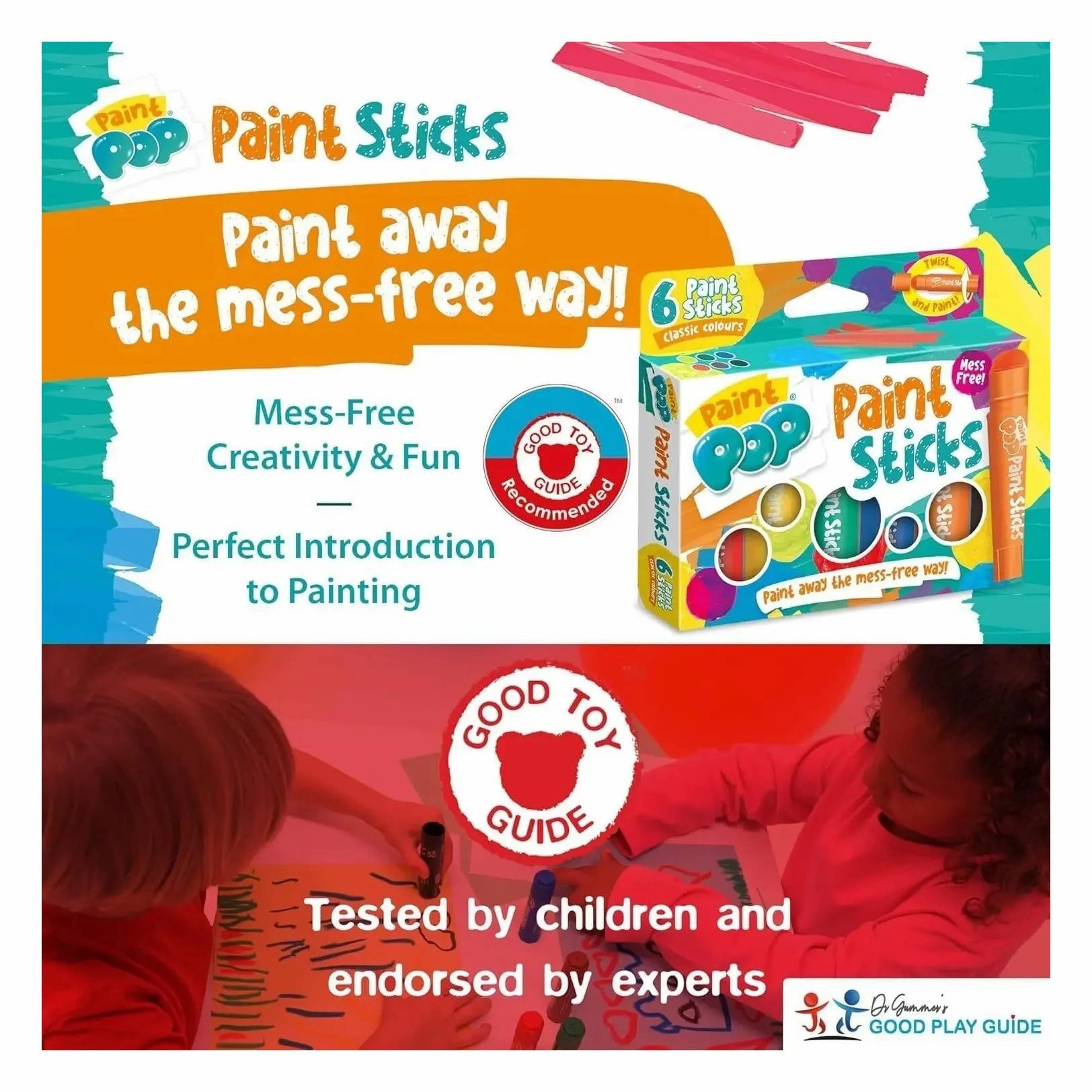 Paint Pop Paint Sticks For Kids - 6 Pack
