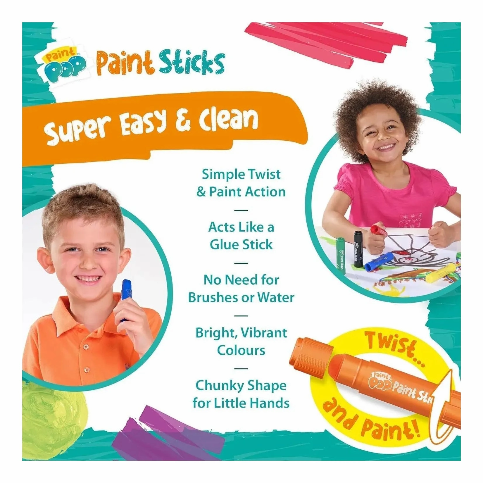 Paint Pop Paint Sticks For Kids - 6 Pack