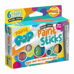 Paint Pop Paint Sticks For Kids - 6 Pack Metallic Assorted Colours