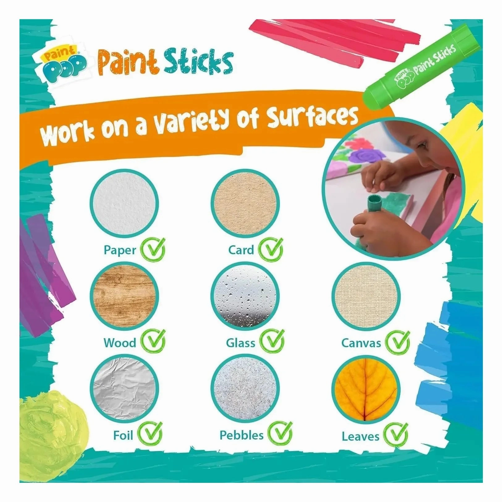 Paint Pop Paint Sticks For Kids - 6 Pack