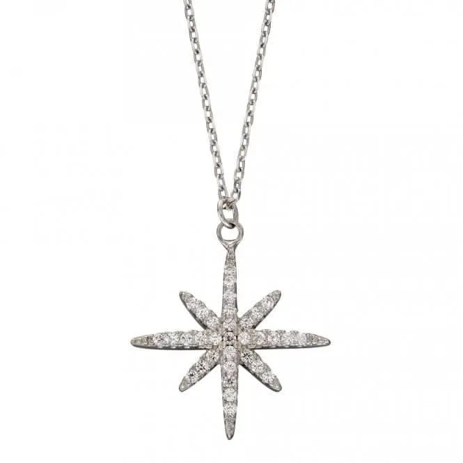 Pave Set Zirconia Starburst Necklace N4421C Beginnings Jewellery