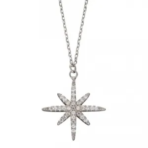 Pave Set Zirconia Starburst Necklace N4421C Beginnings Jewellery
