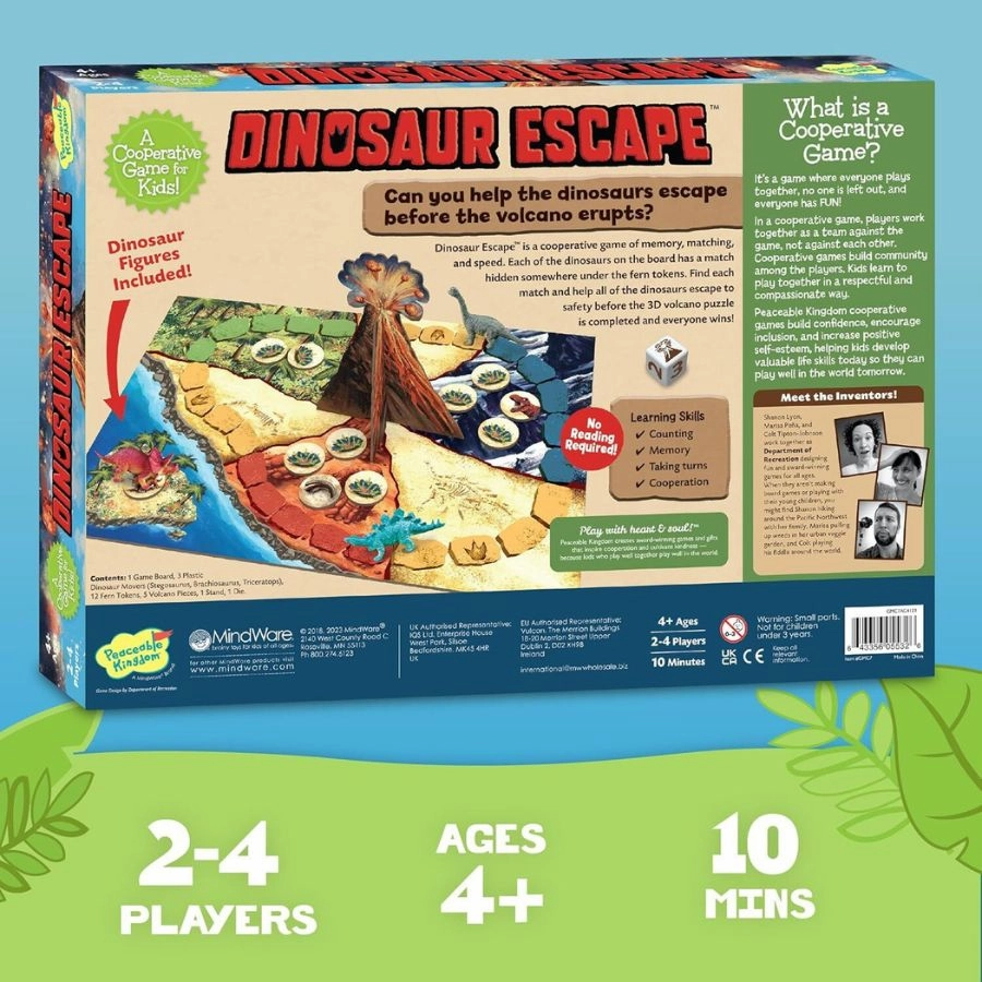 Peaceable Kingdom - Dinosaur Escape Cooperative Board Game for Kids