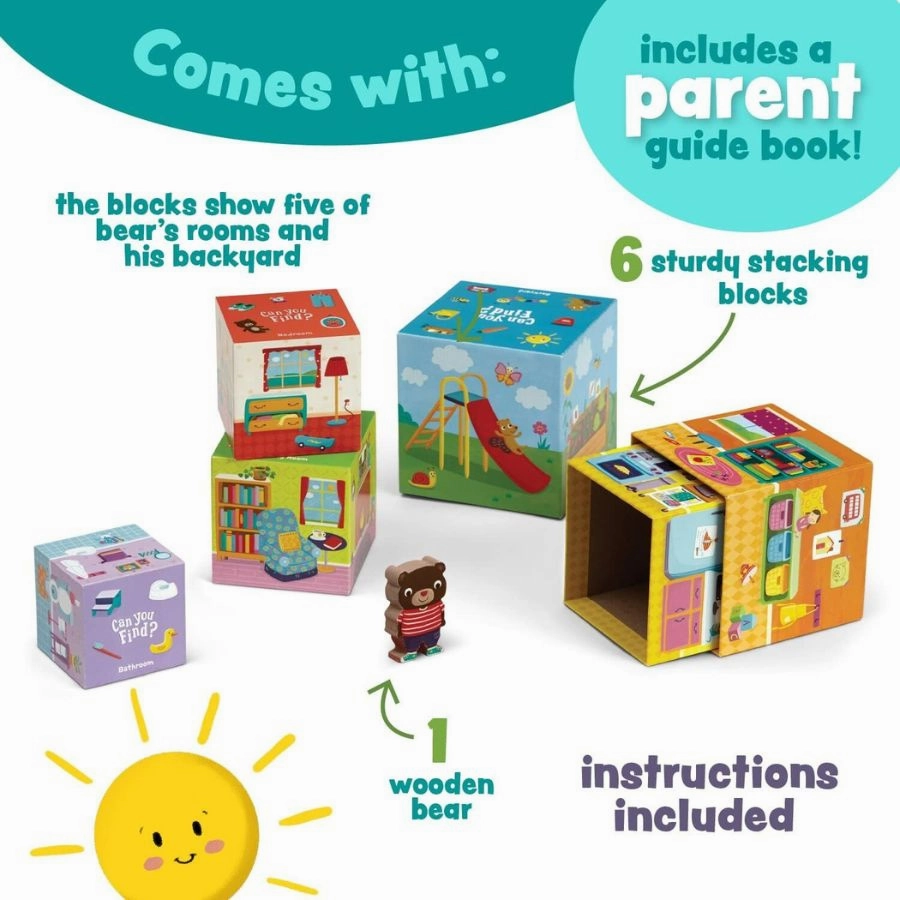 Peaceable Kingdom - Where's Bear: The Hide-and-Find Stacking Block Game for Toddlers