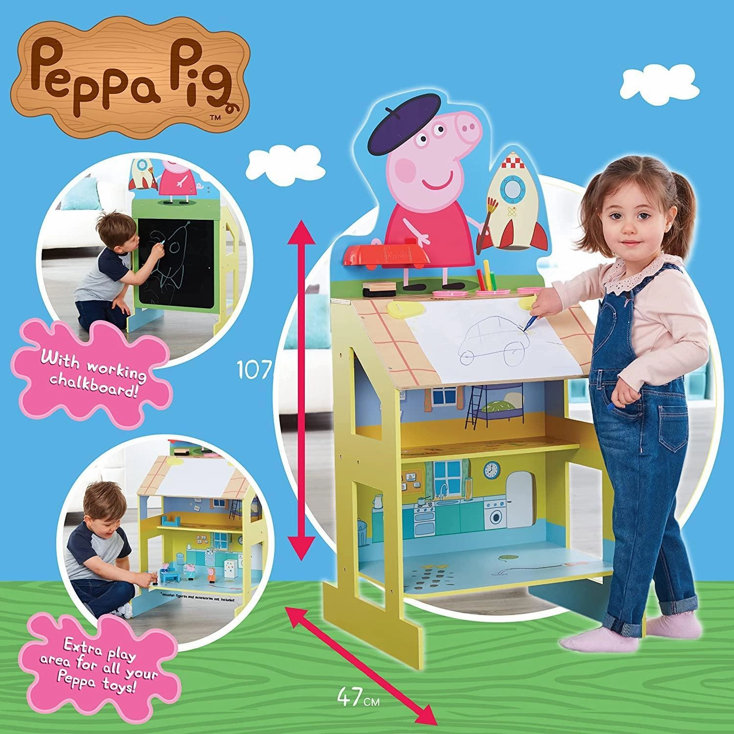 Peppa Pig Play and Draw Wooden Art Easel