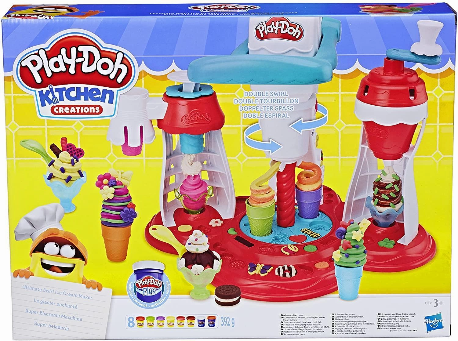 Play-Doh Kitchen Creations Ultimate Swirl Ice Cream Maker Play Food Set with 8 Non-Toxic Colours