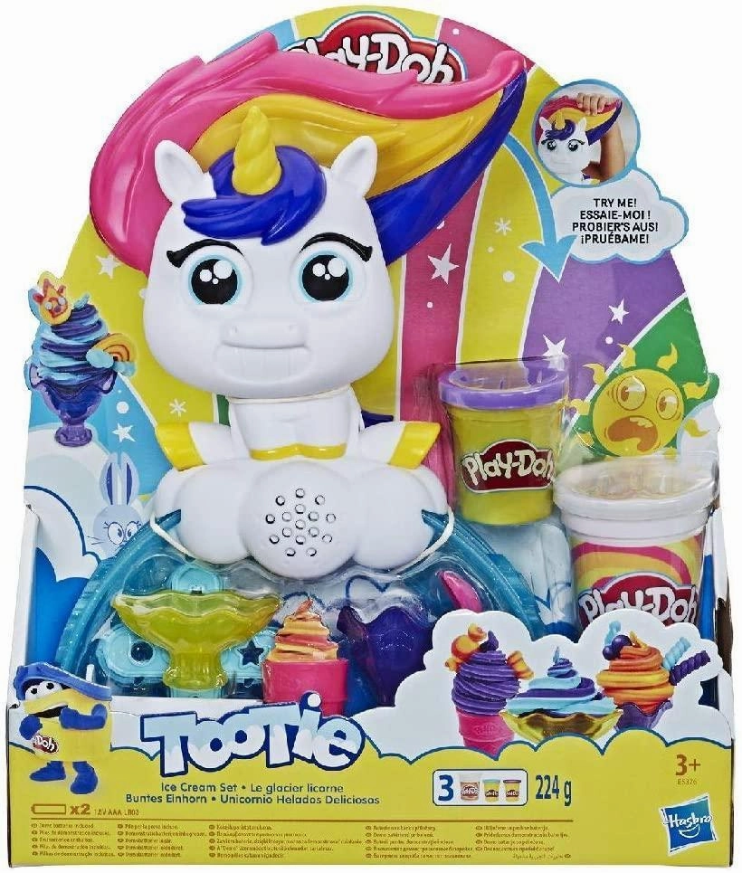 Play-Doh Tootie The Unicorn Ice Cream Set with 3 Non-Toxic Colors