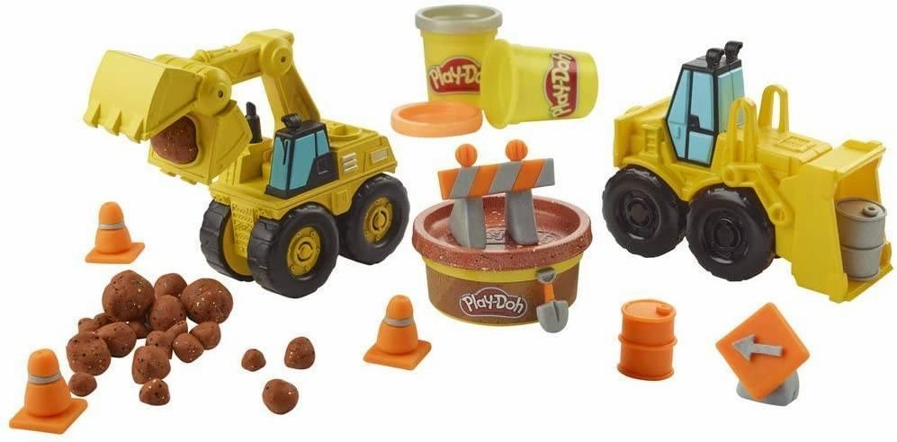 PLAY-DOH Wheels Excavator and Loader Toy Construction Trucks