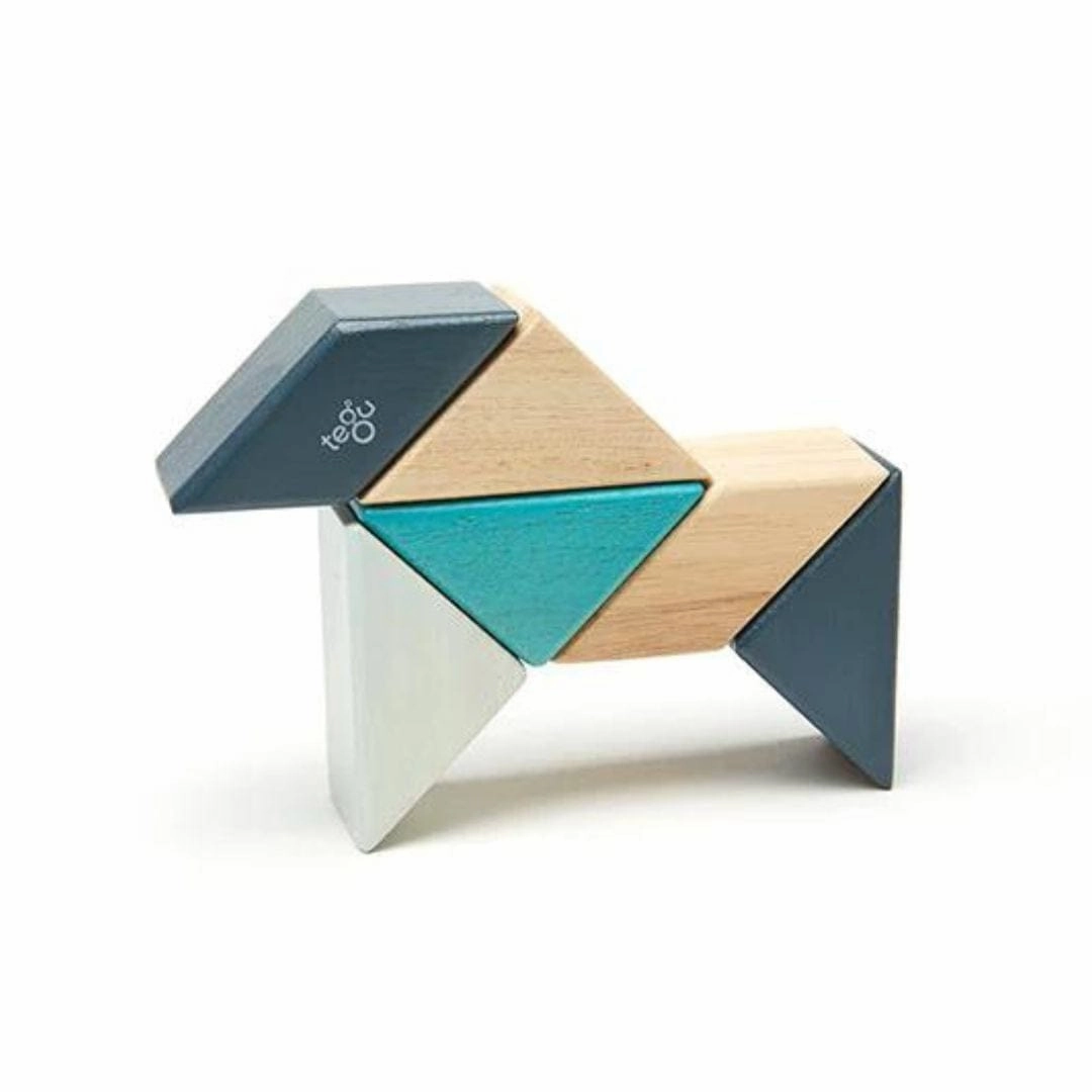Pocket Pouch Prism Wooden Magnetic Blocks - Blues