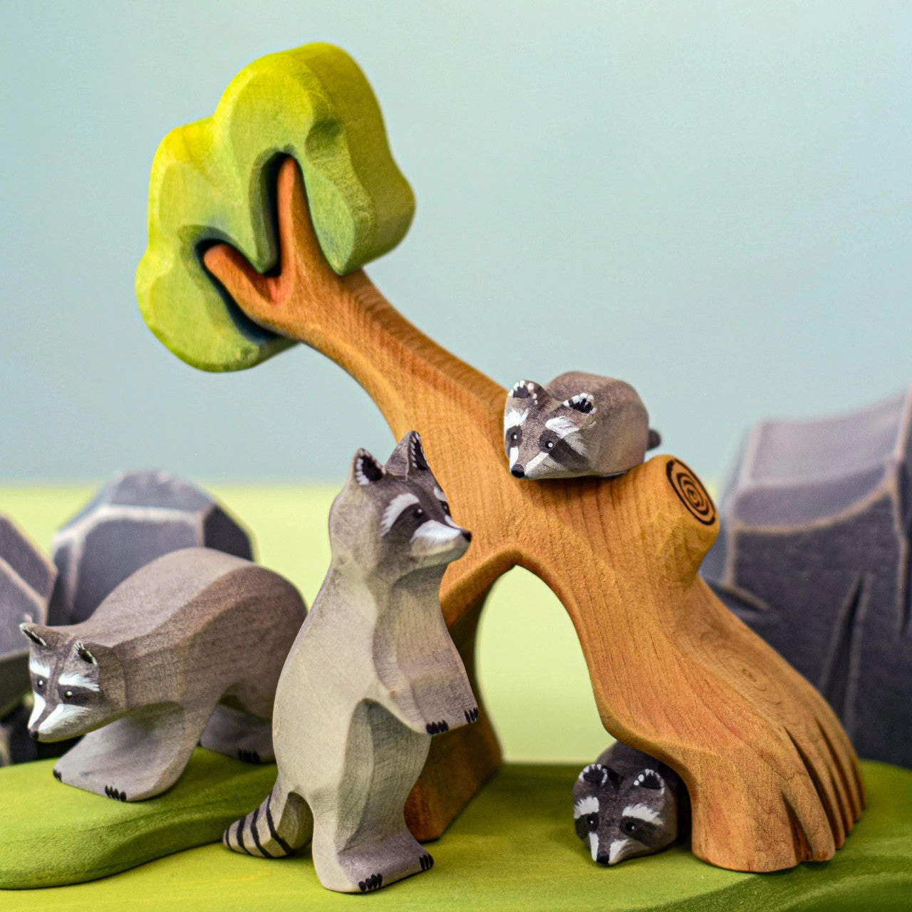 Pre-Order Bumbu Raccoon Family with Tree Set (Ships end of June)