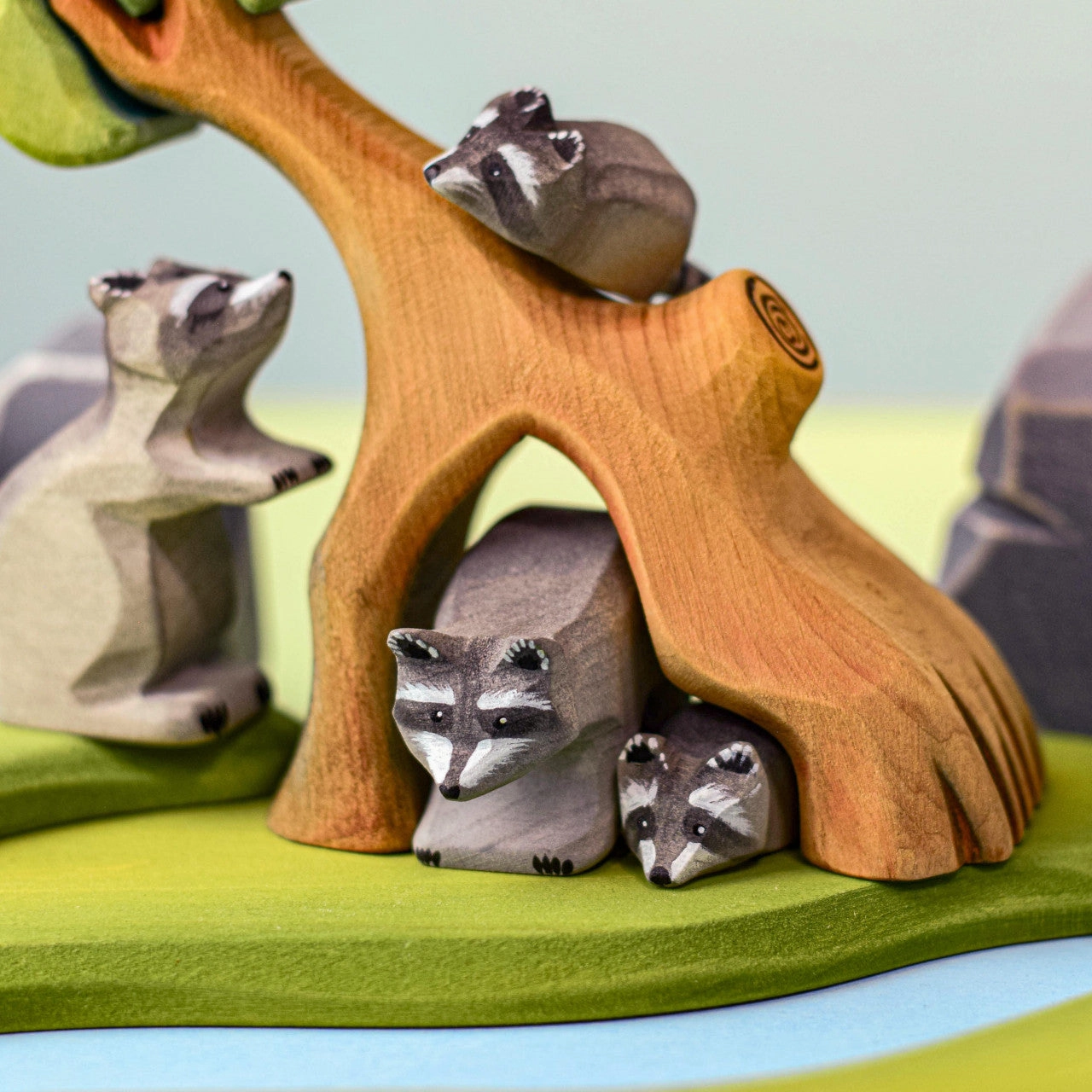 Pre-Order Bumbu Raccoon Family with Tree Set (Ships end of June)