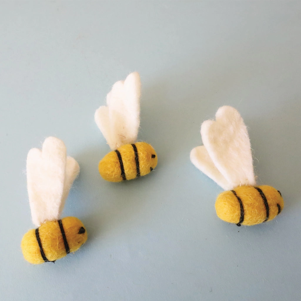 Pre-Order Felt Bees, 3 pcs (Ships around end of June)