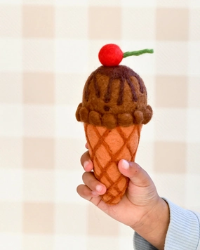 Pre-Order Felt Double Chocolate Ice Cream with Cherry (Ships in late June)