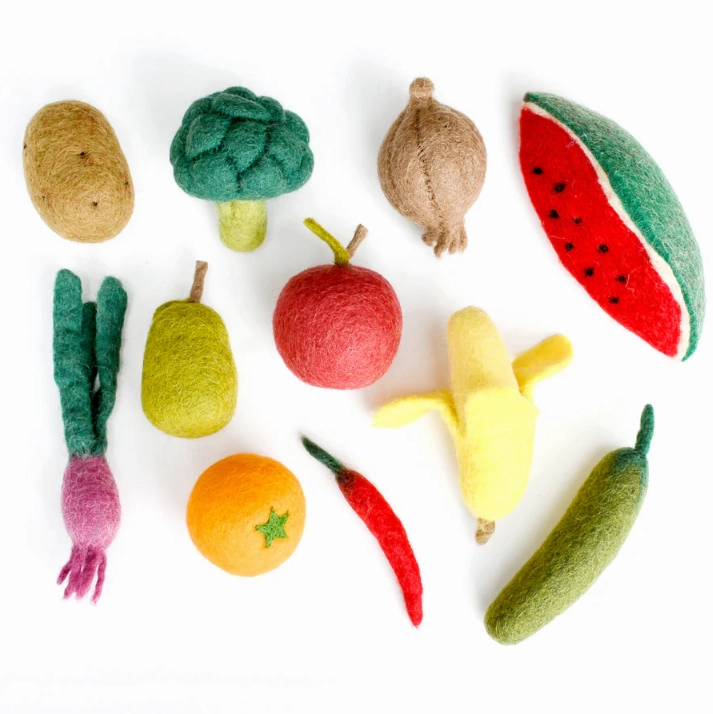 Pre-Order Felt Fruits and Vegetables, Set B, 11 pcs (Ships in mid-to-late-June)
