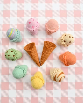 Pre-Order Felt Ice Cream Set, Waffle Cones and 9 Ice Cream Scoops (Ships in late June)