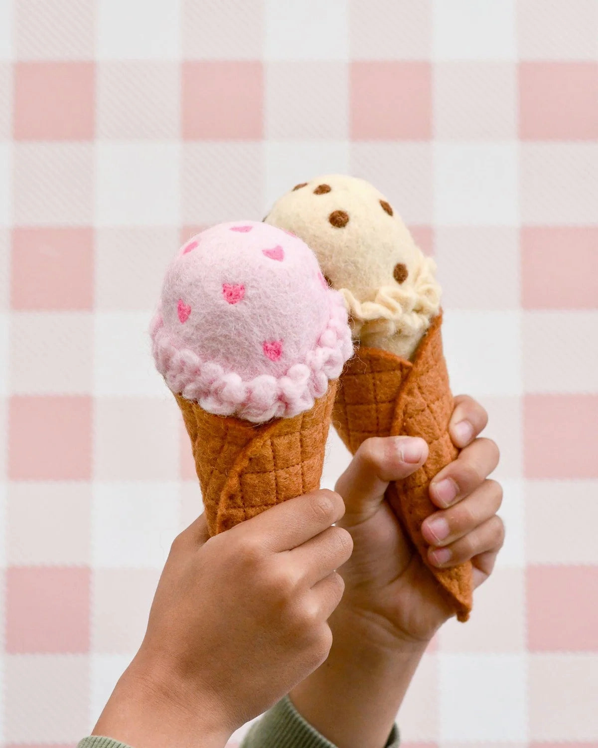 Pre-Order Felt Ice Cream Set, Waffle Cones and 9 Ice Cream Scoops (Ships in late June)