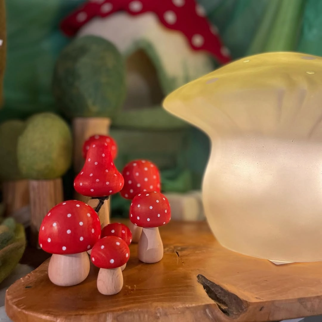 Pre-Order Papoose Wooden Mushrooms, Red (Ships in late June/early July)