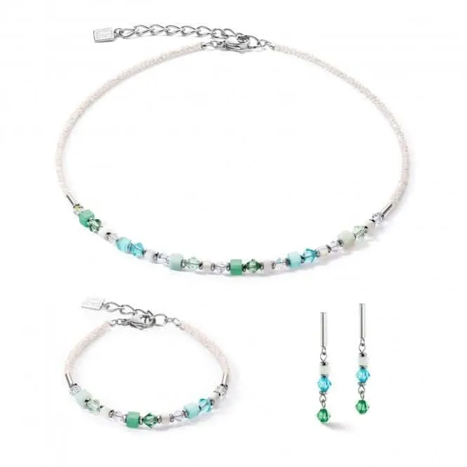 Princess Shape Mix Mint Green Necklace 4239/10-0522 Coeur De Lion Jewellery