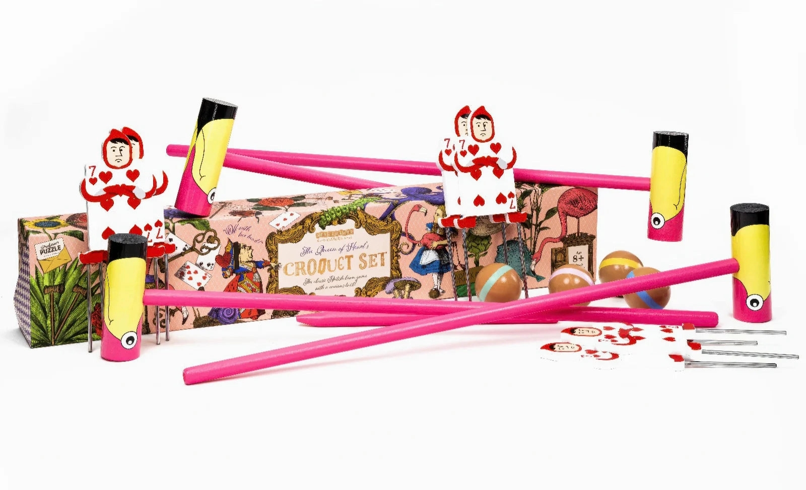 Queen of Hearts Flamingo Luxury Croquet Set