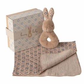 Rabbit Rattle Baby Gift Set - Cream Peach