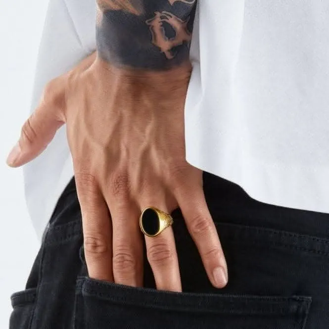 Rebel At Heart Gold Plated Black Ring TR2242-177-11 Thomas Sabo Rings