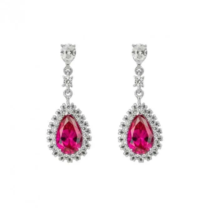 Red Zirconia Teardrop Pave Surround Earrings E6193 Diamonfire Jewellery