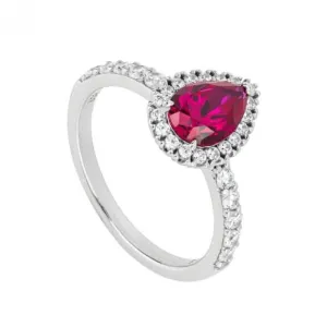 Red Zirconia Teardrop Ring Pave Surround Diamonfire Jewellery