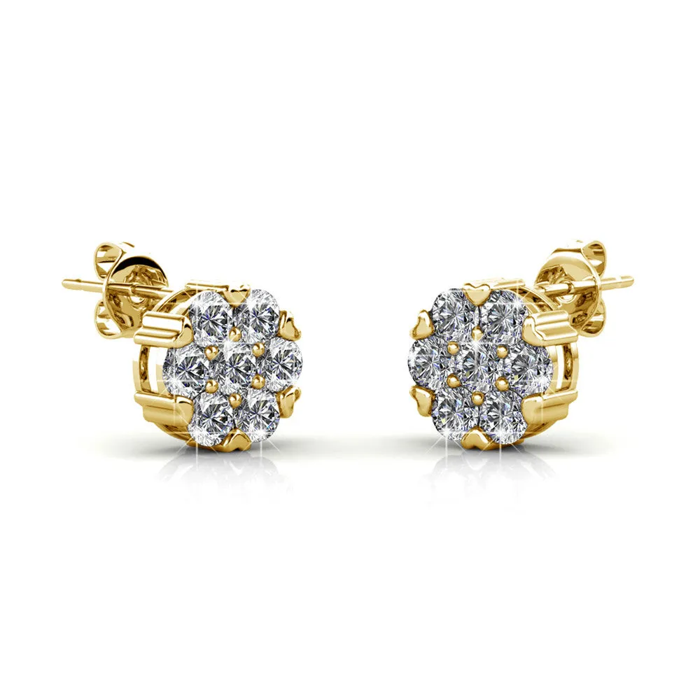 Remy 18k White Gold Plated Stud Earrings with Heart Accents and Swarovski Crystals - Fab Easter Friday Sale