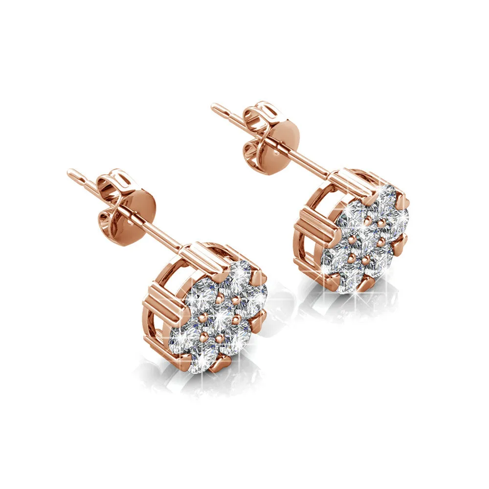 Remy 18k White Gold Plated Stud Earrings with Heart Accents and Swarovski Crystals - Fab Easter Friday Sale