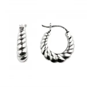 Ridged Chunky 16mm Hoop Earrings 6849HP Dew Jewellery