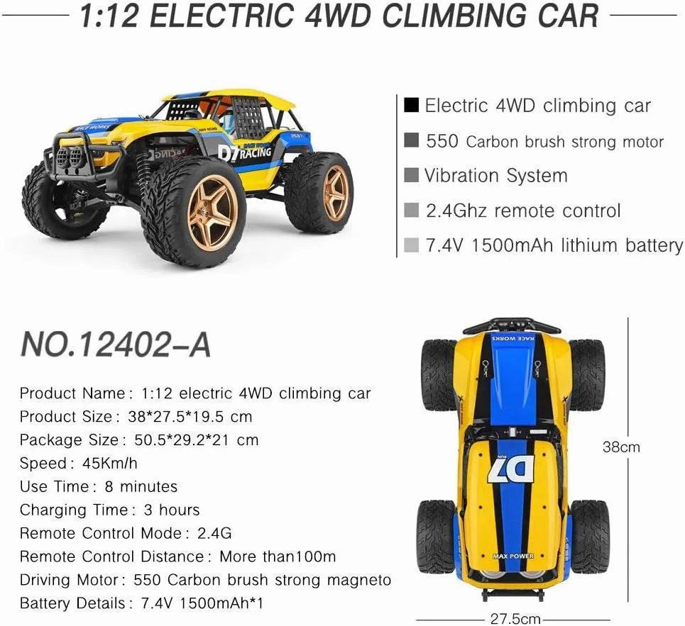Rock Crawler D7 4WD Cross-Country, Professional, RC Remote Control Car