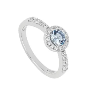 Round Light Blue Zirconia Pave Surround Ring Diamonfire Jewellery