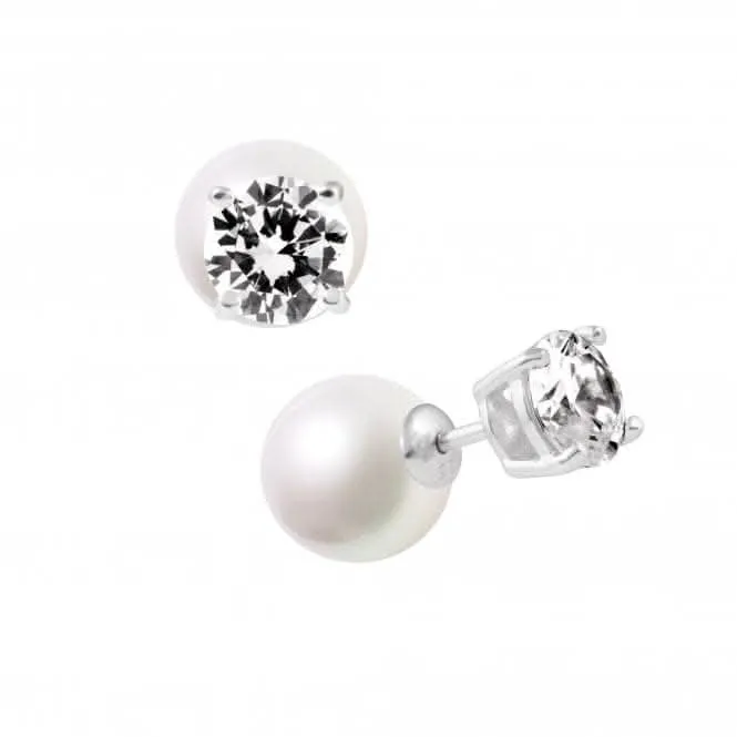 Round White Pearl And Cubic Zirconia Earrings 62/1749/1/111 Diamonfire Jewellery