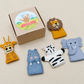 Safari Animals, Finger Puppet Set of 5