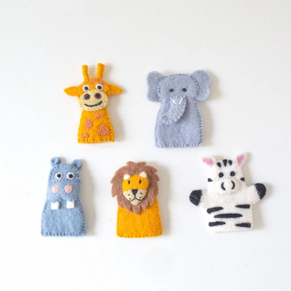 Safari Animals, Finger Puppet Set of 5