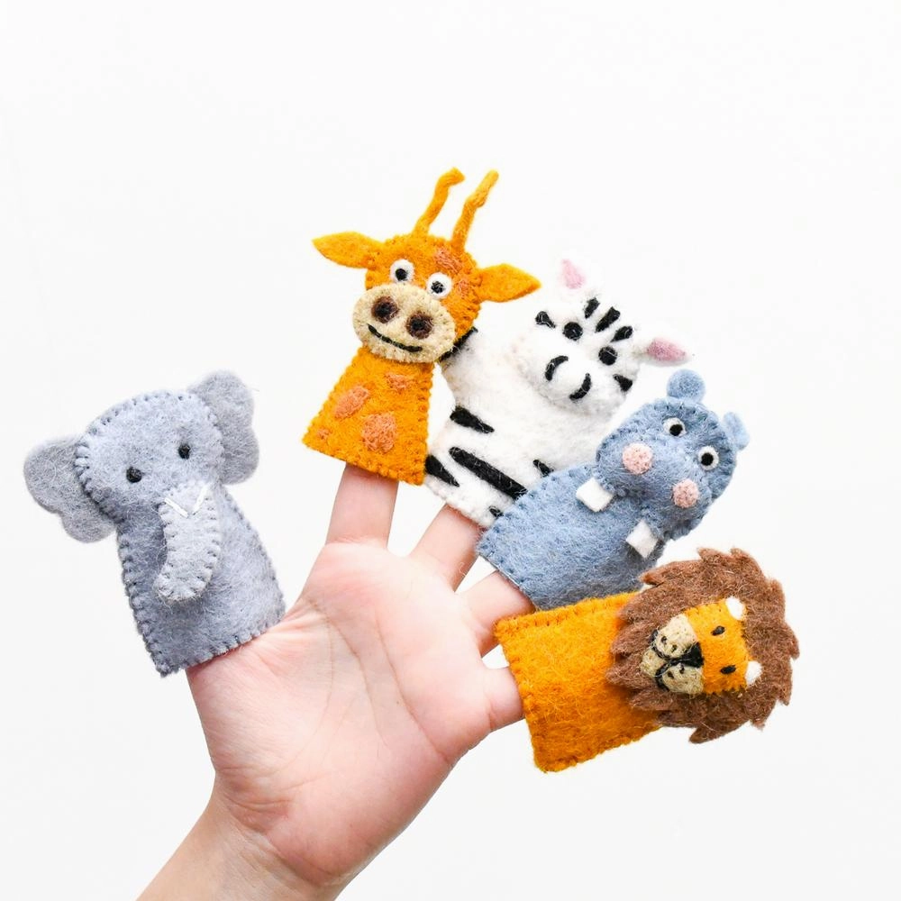 Safari Animals, Finger Puppet Set of 5