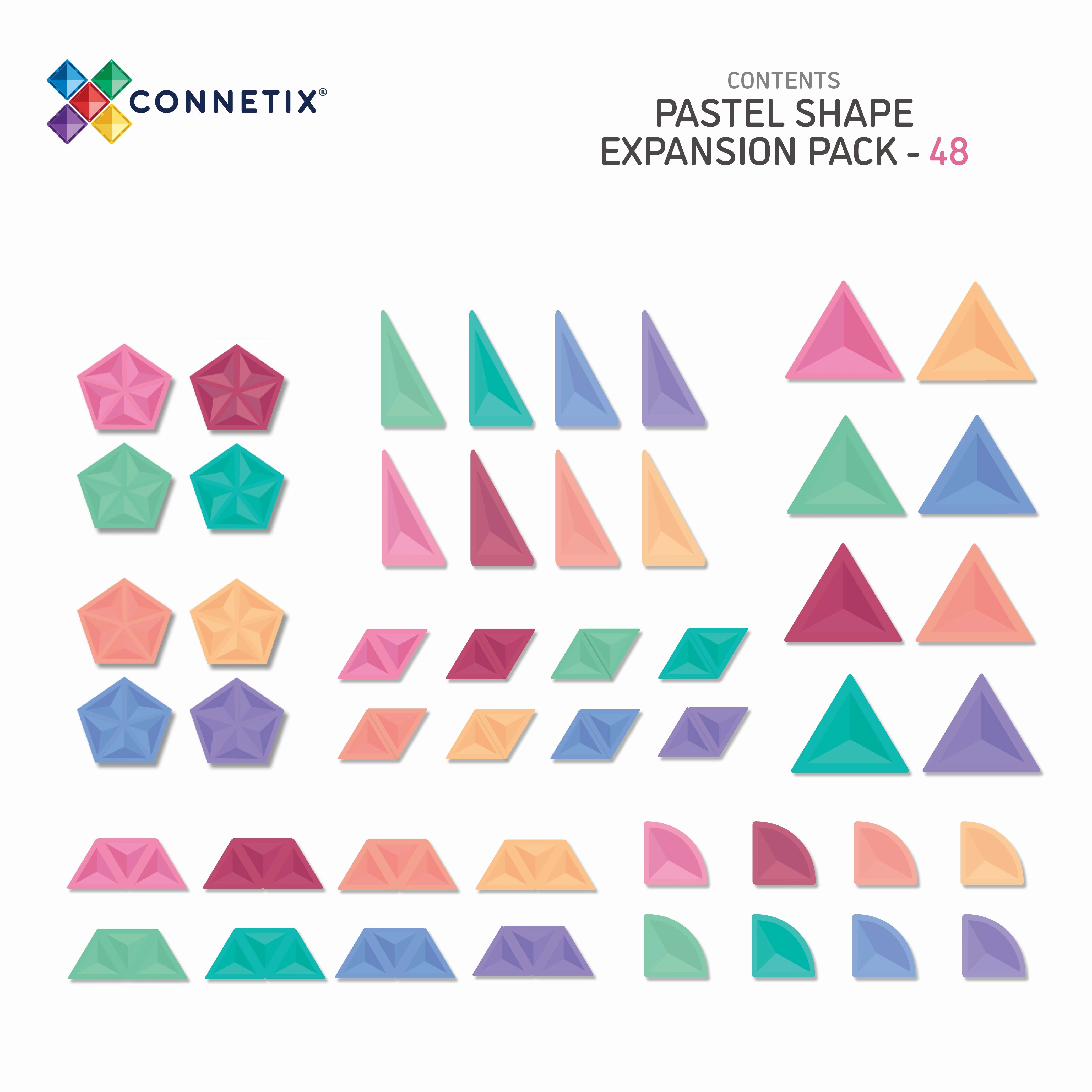 Sale Connetix Tiles 48 Piece Pastel Shape Expansion Pack