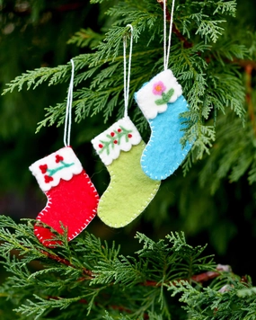 Sale Felt Christmas Stocking Ornaments B (Set of 3)