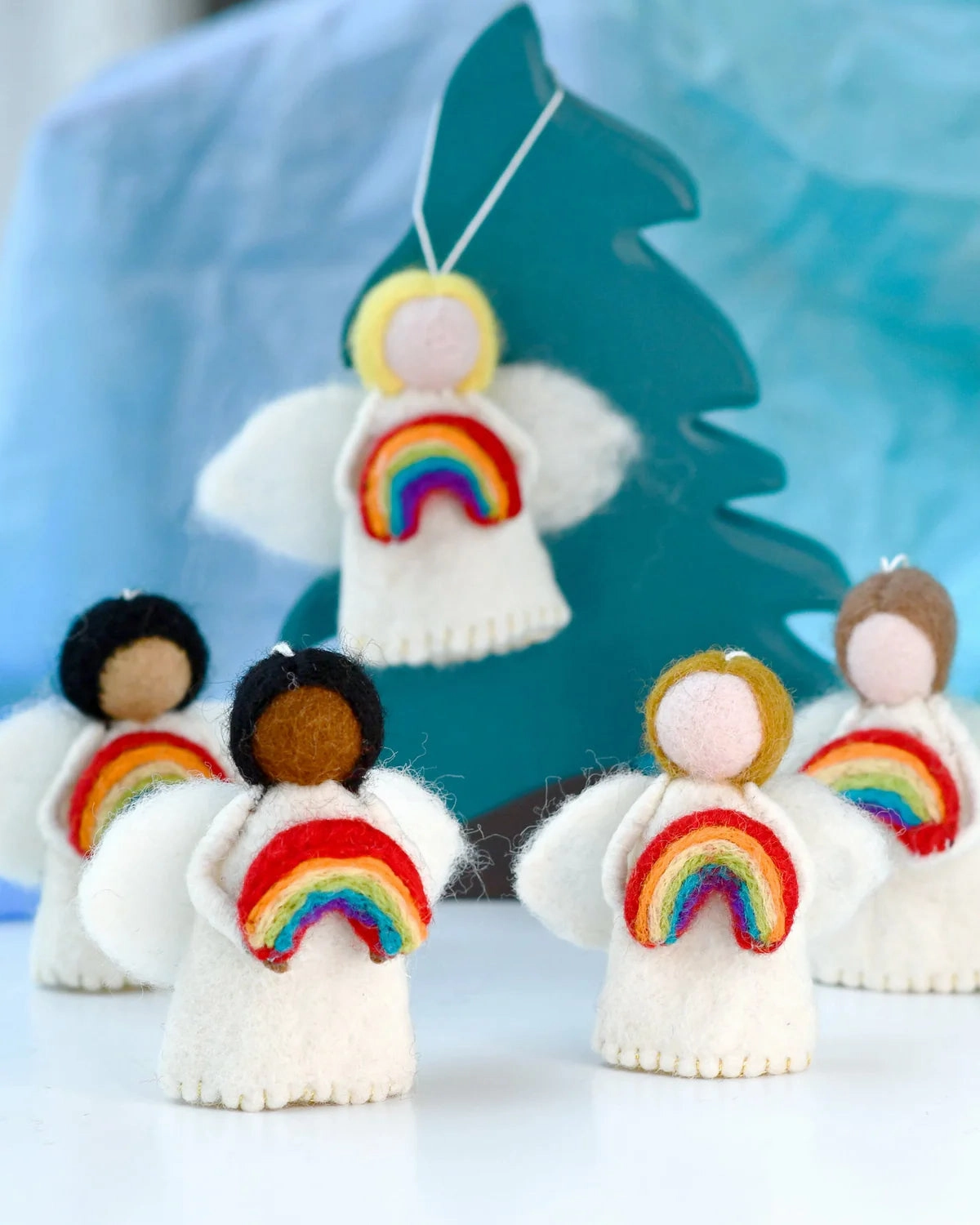 Sale Felt Waldorf Diversity Angel with Rainbow, Blonde Hair