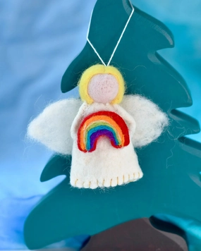 Sale Felt Waldorf Diversity Angel with Rainbow, Blonde Hair